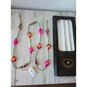 Radko seaside greetings seahorse shell Garland RARE Xmas glass tropical pink rai